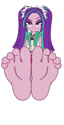 Size: 2100x4100 | Tagged: safe, artist:imperfectxiii, edit, imported from derpibooru, aria blaze, human, equestria girls, rainbow rocks, barefoot, base used, evil grin, feet, female, fetish, foot fetish, foot focus, gem, grin, high res, looking at you, pigtails, simple background, siren gem, smiling, smiling at you, soles, solo, toes, transparent background, vector