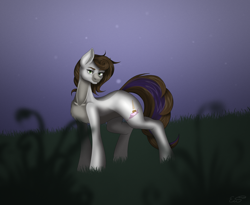 Size: 5500x4500 | Tagged: safe, artist:chris_wy, imported from derpibooru, oc, oc only, oc:cj vampire, earth pony, pony, commission, grass, grass field, scenery, solo, ych result, your character here