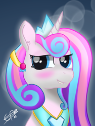 Size: 2400x3200 | Tagged: safe, artist:cobaltskies002, imported from derpibooru, princess flurry heart, alicorn, pony, blushing, crown, cute, female, flurrybetes, gameloft, gameloft interpretation, jewelry, mare, older, older flurry heart, regalia, smiling