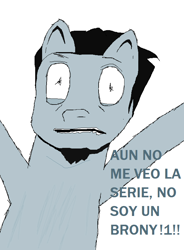 Size: 612x830 | Tagged: safe, artist:keithredpole616, imported from derpibooru, oc, earth pony, pony, 1000 hours in ms paint, facial hair, irony, solo, spanish, text