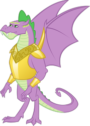 Size: 2667x3731 | Tagged: safe, artist:red4567, imported from derpibooru, spike, dragon, armor, chaos spike, gameloft, male, older, older spike, simple background, solo, transparent background, vector, winged spike, wings