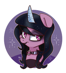 Size: 1944x2144 | Tagged: safe, artist:lou, imported from derpibooru, izzy moonbow, pony, unicorn, choker, g5, goth, goth izzy, simple background, solo, transparent background