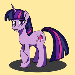 Size: 2000x2000 | Tagged: safe, artist:artevi, imported from derpibooru, twilight sparkle, unicorn, newbie artist training grounds, orange background, simple background, solo