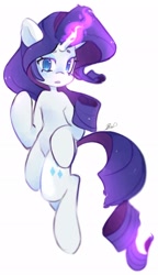 Size: 1180x2048 | Tagged: safe, artist:haichiroo, imported from derpibooru, rarity, pony, unicorn, female, glowing, glowing horn, horn, looking at you, magic, magic aura, mare, simple background, solo, white background