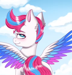 Size: 1958x2045 | Tagged: safe, artist:galaxy swirl, imported from derpibooru, zipp storm, pegasus, pony, spoiler:g5, female, g5, looking at you, looking back, looking back at you, mare, smiling, smiling at you, solo, spread wings, wings