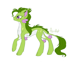 Size: 1447x1479 | Tagged: safe, artist:alicemaple, edit, imported from derpibooru, oc, oc only, oc:peridot (alicemaple), dracony, hybrid, cloven hooves, cropped, female, glasses, horns, interspecies offspring, mare, offspring, parent:rarity, parent:spike, parents:sparity, simple background, transparent background