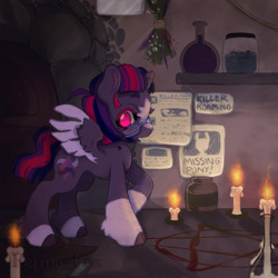 Size: 2800x2800 | Tagged: safe, artist:permafox, imported from derpibooru, twilight sparkle, alicorn, pony, candle, glasses, magic, magic circle, ritual, summoning circle, twilight sparkle (alicorn)