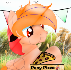 Size: 4148x4080 | Tagged: safe, artist:fededash, imported from derpibooru, oc, oc only, oc:fededash, oc:oaky, pegasus, pizza pony, absurd resolution, crepuscular rays, eating, food, glasses, meat, pegasus oc, pepperoni, pepperoni pizza, pizza, pizza box, tree