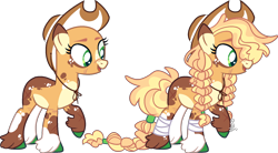 Size: 1831x1009 | Tagged: safe, artist:kurosawakuro, imported from derpibooru, applejack, pony, alternate design, bald, base used, braid, braided tail, simple background, solo, tail, transparent background