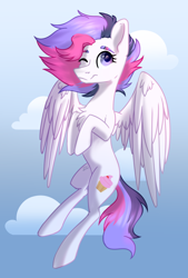 Size: 918x1356 | Tagged: safe, artist:lambydwight, imported from derpibooru, oc, oc:airy sweetness, pegasus, cloud, sky, solo