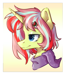 Size: 846x965 | Tagged: safe, artist:lambydwight, imported from derpibooru, oc, oc:ines le-breton, unicorn, bust, clothes, portrait, scarf