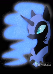 Size: 1240x1754 | Tagged: safe, artist:qp97458303, imported from derpibooru, nightmare moon, alicorn, pony, black background, bust, female, horn, mare, portrait, simple background, solo