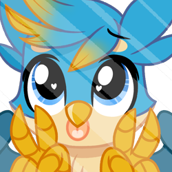 Size: 2000x2000 | Tagged: safe, artist:emberslament, imported from derpibooru, gallus, griffon, :p, cute, double peace sign, gallabetes, heart, male, peace sign, simple background, solo, talons, tongue out, transparent background, wings