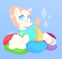 Size: 999x951 | Tagged: safe, artist:erichkaofficial, imported from derpibooru, pony, cute, fanart, lying down, pearl, pearl (steven universe), ponified, rule 85, steven universe