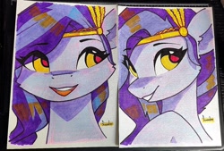 Size: 1280x866 | Tagged: safe, artist:freeedon, imported from derpibooru, part of a set, pipp petals, pegasus, pony, adorapipp, bust, cute, eye clipping through hair, female, g5, headband, jewelry, mare, regalia, solo, traditional art