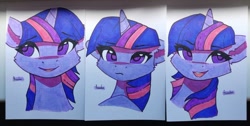 Size: 1280x647 | Tagged: safe, artist:freeedon, imported from derpibooru, part of a set, twilight sparkle, pony, ambiguous race, bust, solo, traditional art
