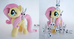 Size: 2200x1189 | Tagged: safe, artist:meplushyou, imported from derpibooru, angel bunny, fluttershy, pegasus, pony, rabbit, angel bunny is not amused, crossed arms, irl, multeity, photo, plushie, unamused, warren of angel