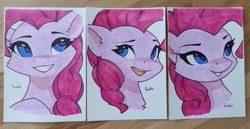 Size: 1280x662 | Tagged: safe, artist:freeedon, imported from derpibooru, part of a set, pinkie pie, earth pony, pony, bust, solo, traditional art
