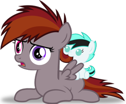 Size: 550x456 | Tagged: safe, artist:beavernator, edit, editor:fauli1221, imported from derpibooru, vector edit, oc, oc only, oc:funny jo, oc:light jet, pegasus, pony, .svg available, absurd resolution, baby, cute, duo, eating, female, filly, foal, heterochromia, lying down, nom, on back, open mouth, pegasus oc, ponytail, prone, recolor, simple background, spread wings, svg, tail, time paradox, transparent background, unamused, vector, wat, wings, younger