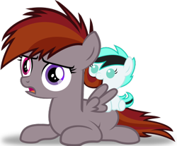 Size: 550x456 | Tagged: safe, artist:beavernator, edit, editor:fauli1221, imported from derpibooru, vector edit, oc, oc only, oc:funny jo, oc:light jet, pegasus, pony, .svg available, absurd resolution, baby, baby pony, cute, duo, eating, female, filly, foal, heterochromia, lying down, nom, on back, open mouth, pegasus oc, ponytail, prone, shadow, simple background, spread wings, svg, tail, time paradox, transparent background, two toned mane, two toned tail, unamused, vector, wat, wings, younger
