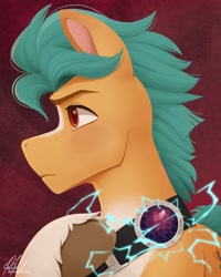 Size: 1040x1300 | Tagged: safe, artist:bcpony, imported from derpibooru, hitch trailblazer, earth pony, pony, corrupted, crystal, earth pony crystal, g5, implied king sombra, male, possessed, solo, stallion