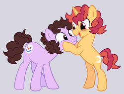Size: 1259x950 | Tagged: safe, artist:memorizor, imported from derpibooru, oc, oc only, brown eyes, brown mane, cheek squish, purple coat, red eyes, red mane, squishy cheeks, yellow coat
