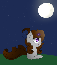 Size: 2200x2520 | Tagged: safe, artist:djdupstep15, imported from derpibooru, oc, oc only, pony, unicorn, female, full moon, horn, lying down, mare, moon, prone, solo, unicorn oc