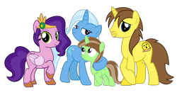 Size: 2016x1080 | Tagged: safe, artist:grapefruit-face, imported from derpibooru, pipp petals, trixie, oc, oc:grapefruit face, oc:limey lulamoon, pegasus, pony, unicorn, base used, canon x oc, female, g5, grapepipixie, grapexie, looking at you, male, offspring, parent:oc:grapefruit face, parent:trixie, parents:canon x oc, parents:grapexie, shipping, show accurate, simple background, straight, transparent background