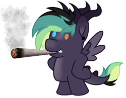 Size: 3200x2500 | Tagged: safe, artist:ponkus, imported from derpibooru, oc, oc only, oc:party trigger, original species, pony, androgynous, drug use, drugs, galaxy beast, joint, marijuana, meme, simple background, smoking, solo, transparent background