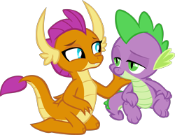 Size: 7758x6001 | Tagged: safe, artist:memnoch, edit, imported from derpibooru, vector edit, smolder, spike, dragon, absurd resolution, cute, dragoness, female, lidded eyes, male, shipping, simple background, sitting, smolderbetes, spolder, straight, transparent background, vector