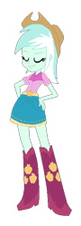 Size: 244x681 | Tagged: safe, artist:mariairini, imported from derpibooru, lyra heartstrings, human, equestria girls, belt, boots, clothes, cowboy boots, cowboy hat, cowgirl, cowgirl outfit, denim, denim skirt, hat, high heel boots, shirt, shoes, simple background, skirt, solo, southern, stetson, transparent background, western