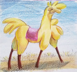 Size: 1280x1184 | Tagged: safe, artist:tigra0118, imported from derpibooru, alpaca, them's fightin' herds, colored pencil drawing, community related, female, paprika (tfh), solo, traditional art