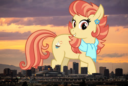 Size: 1024x691 | Tagged: safe, artist:cheezedoodle96, artist:thegiantponyfan, edit, imported from derpibooru, aunt holiday, earth pony, pony, arizona, clothes, ear piercing, earring, female, giant pony, giant/macro earth pony, giantess, highrise ponies, irl, jewelry, macro, mare, mega giant, phoenix (city), photo, piercing, ponies in real life, scarf