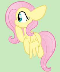 Size: 840x1016 | Tagged: safe, artist:sugarcloud12, imported from derpibooru, fluttershy, pony, big ears, cute, daaaaaaaaaaaw, green background, shyabetes, simple background, solo