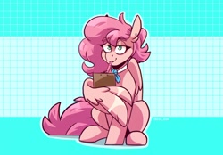 Size: 2360x1640 | Tagged: safe, artist:lrusu, imported from derpibooru, oc, oc only, pegasus, pony, mouth hold, solo, wings