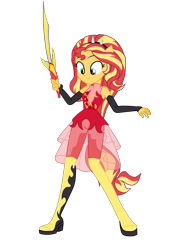 Size: 2788x3580 | Tagged: safe, artist:gmaplay, imported from derpibooru, sunset shimmer, human, cheer you on, equestria girls, equestria girls series, forgotten friendship, spoiler:eqg series (season 2), kamen rider ryuki, magic, ponied up, simple background, solo, super ponied up, sword, transparent background, weapon