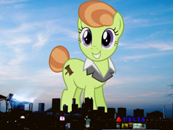 Size: 2048x1536 | Tagged: safe, artist:thegiantponyfan, imported from derpibooru, lady justice, swift justice, earth pony, pony, atlanta, female, georgia (state), giant pony, giant/macro earth pony, giantess, highrise ponies, irl, macro, mare, mega giant, photo, ponies in real life, smiling, solo