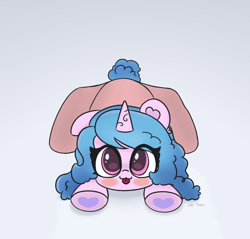 Size: 1920x1833 | Tagged: safe, artist:limitmj, imported from derpibooru, izzy moonbow, pony, unicorn, :p, blanket, cute, daaaaaaaaaaaw, female, g5, heart, hoof heart, horn, izzybetes, looking at you, mare, simple background, tongue out, underhoof, upside-down hoof heart, white background