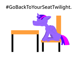 Size: 480x360 | Tagged: safe, artist:wonderwolf51, imported from derpibooru, twilight sparkle, alicorn, folded wings, go back to your seat twilight, school, solo, twilight sparkle (alicorn), wings