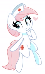 Size: 1441x2346 | Tagged: safe, artist:kindakismet, imported from derpibooru, nurse redheart, earth pony, pony, cute, eyelashes, female, hat, heart, heartabetes, looking at you, mare, nurse hat, simple background, solo, tail, white background