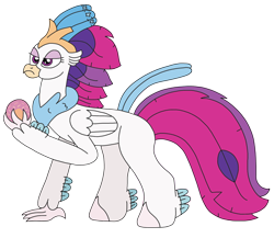 Size: 2732x2374 | Tagged: safe, artist:supahdonarudo, imported from derpibooru, queen novo, classical hippogriff, hippogriff, my little pony: the movie, atg 2022, determined, holding, looking up, newbie artist training grounds, pearl, queen novo's orb, simple background, transparent background