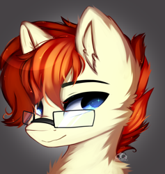 Size: 2500x2640 | Tagged: safe, artist:2pandita, imported from derpibooru, oc, earth pony, pony, bust, glasses, male, portrait, solo, stallion