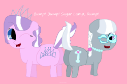 Size: 3316x2184 | Tagged: safe, artist:coltfan97, imported from derpibooru, diamond tiara, silver spoon, earth pony, pony, 1000 hours in ms paint, bump bump sugar lump rump, butt, butt to butt, butt touch, diamond buttiara, plot, silverbutt