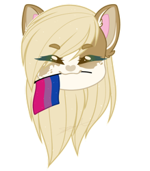 Size: 1024x1171 | Tagged: safe, artist:purplegrim40, imported from derpibooru, oc, oc only, cat, cat pony, original species, pony, bisexual pride flag, commission, ear fluff, eyelashes, eyes closed, female, mare, pride, pride flag, simple background, solo, transparent background, ych result