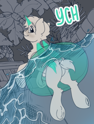 Size: 689x905 | Tagged: safe, artist:shini951, imported from derpibooru, pony, commission, inner tube, solo, swimming, swimming pool, ych sketch, your character here