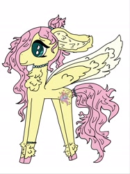 Size: 1537x2051 | Tagged: safe, artist:enperry88, imported from derpibooru, fluttershy, pegasus, pony, autodesk sketchbook, chest fluff, cutie mark redesign, design, ear fluff, female, fluffy, fluttershy eyes, g4, hoof fluff, jewelry, leg fluff, mare, necklace, older, older fluttershy, rainbow butterfly, redesign, simple background, solo, sparkle, spread wings, unshorn fetlocks, white background, wing fluff, wings