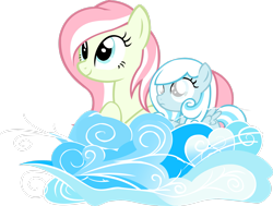 Size: 2819x2127 | Tagged: safe, artist:lelekhd, imported from derpibooru, oc, oc only, oc:primrose, oc:snowdrop, pegasus, pony, snowdrop (animation), cloud, female, high res, mother and child, mother and daughter, pegasus oc, simple background, transparent background, vector