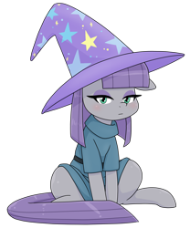 Size: 1198x1442 | Tagged: safe, alternate version, artist:batipin, imported from derpibooru, maud pie, earth pony, pony, clothes, hat, looking at you, simple background, solo, transparent background, trixie's hat