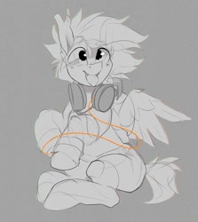 Size: 1212x1357 | Tagged: safe, artist:jazzynsfw, imported from derpibooru, oc, oc only, pegasus, pony, headphones, looking at you, solo