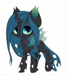 Size: 1692x1922 | Tagged: safe, artist:xsatanielx, imported from derpibooru, queen chrysalis, changeling, changeling queen, chibi, cute, cutealis, female, simple background, solo, white background